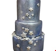 Bolo Fake Biscuit 3 Andares - Galáxia / Azul com Estrela Prata