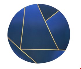 Painel Redondo Sublimado Geométrico Azul e Dourado 1,50mD