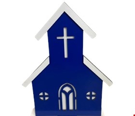 Temático São João - Igreja Azul Royal MDF 31cmAx23cmL