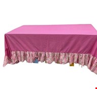 Toalha de Mesa Rosa Pink Poá com Babado Floral rosa Retalho 3m 