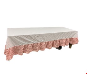 Toalha de Mesa Rosa Bebê com Babado Rosa Floral 3m