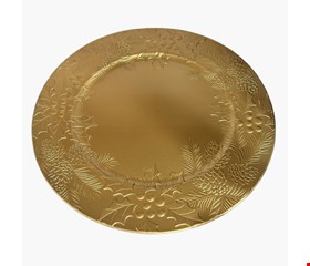 Serviço Buffet - Sousplat 33cm Dourado Borda Arranjo