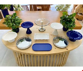 Decoração Adulto- Azul, Branco & Prata de Mesa