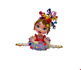 Temático Carnaval- Bailarina Sentada Com Saia de Bolinha Colorida