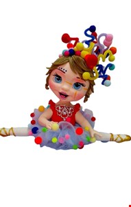 Temático Carnaval- Bailarina Sentada Com Saia de Bolinha Colorida