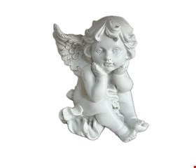 Temático Batizado - Anjo Branco Mão no Queixo 15cmA