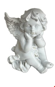 Temático Batizado - Anjo Branco Mão no Queixo 15cmA