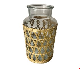 Vaso de Vidro com Palha M 24cmA