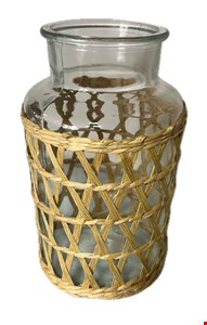 Vaso de Vidro com Palha M 24cmA