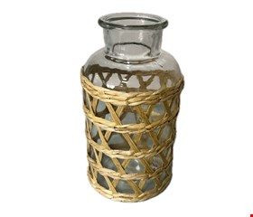 Vaso de Vidro com Palha P 20cmA