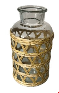 Vaso de Vidro com Palha P 20cmA