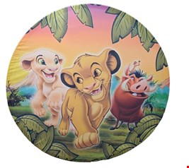 Painel Redondo Tecido Sublimado Rei Leão- Simba ,Nala, Timão e Pumba 1,50cmD