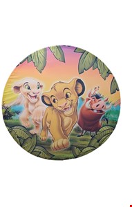 Painel Redondo Tecido Sublimado Rei Leão- Simba ,Nala, Timão e Pumba 1,50cmD