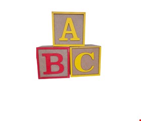 Trio Cubo -ABC Mdf   B Vermelho e A e C Amarelo