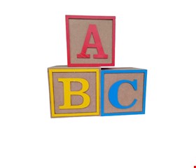 Trio Cubo -ABC Mdf A Vermelho, C Azul e B Amarelo