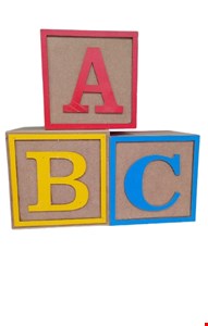 Trio Cubo -ABC Mdf A Vermelho, C Azul e B Amarelo