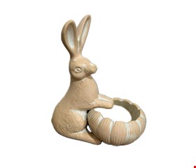 Coelho Cerâmica Fosco Creme Com Cesta M