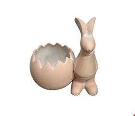 Coelho Cerâmica Fosco Creme Casca de Ovo M