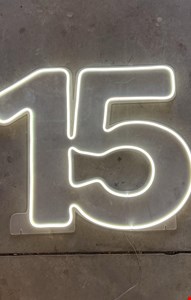 Letreiro Led número 15 (Led Frio, Luz Branca)