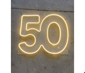 Letreiro Led número 50 (Led Quente, Luz Amarela)