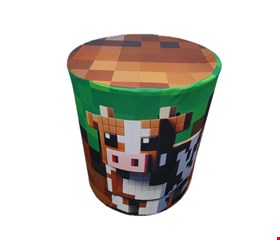 Capa de Cilindro - Tecido Sublimado Minecraft Vaca P 40x45