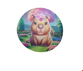 Painel Redondo Tecido Sublimado - Capivara Flores 1,50cmD