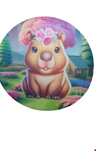 Painel Redondo Tecido Sublimado - Capivara Flores 1,50cmD