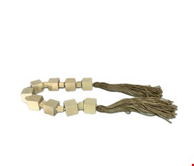 Colar Quadrados Madeira com Tassel Bege 85cmC