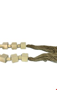 Colar Quadrados Madeira com Tassel Bege 85cmC