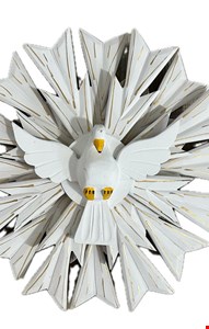 Divino Espirito Santo Pomba Amarela com Detalhe Dourados M 36cm 
