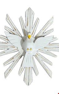 Divino Espirito Santo Pomba Amarela com Detalhe Dourados P 16cm 