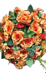 Arranjo Permanente Rosas Laranja com Folhagem Verde G