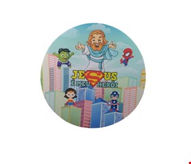 Painel Redondo Tecido Sublimado Jesus é Meu Super Herói 1,50cmD