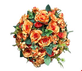 Arranjo Permanente Rosas Laranja com Folhagem Verde G