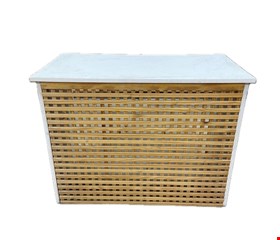 Mesa Desmontável Frente Pinus Lateral Branca 98cmL 79cmA 54cmP
