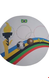 Painel Redondo Tecido Sublimado -  Olímpiadas com Bolas de Esportes  1,50mD