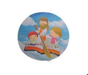 Painel Redondo Tecido Sublimado - Jesus com Criancinhas  11,50mD