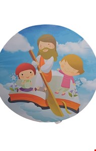 Painel Redondo Tecido Sublimado - Jesus com Criancinhas  11,50mD