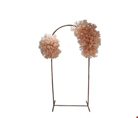 Arco oval rosê gold com arranjo de flores rosa 2mA