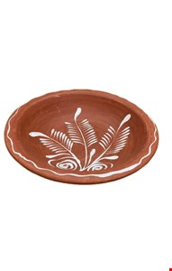 Travessa de Barro Marrom  Florido 31cmD 