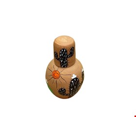 Moringa com Copo Barro Decorado Cacto Preto  21cmA 