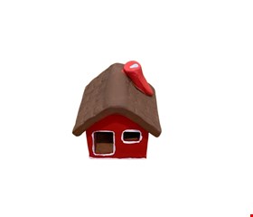Casinha de Barro Vermelha e Marrom 6cmA