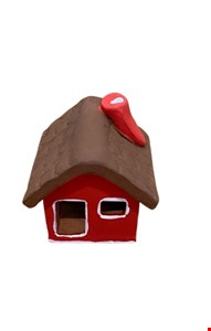 Casinha de Barro Vermelha e Marrom 6cmA