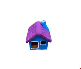 Casinha de Barro Lilás e Azul 6cmA