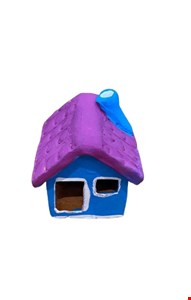 Casinha de Barro Lilás e Azul 6cmA