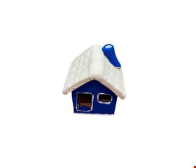 Casinha de Barro Azul e Branco 6cmA