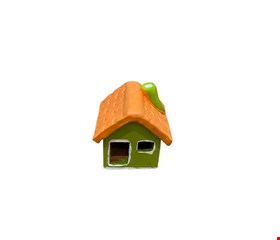 Casinha de Barro Verde e Laranja 6cmA