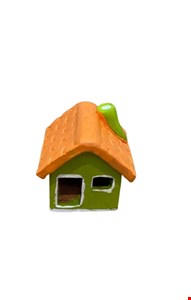 Casinha de Barro Verde e Laranja 6cmA