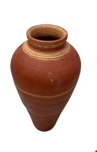 Vaso Barro Borda Trabalhada / Marrom 55cmA 14cmD