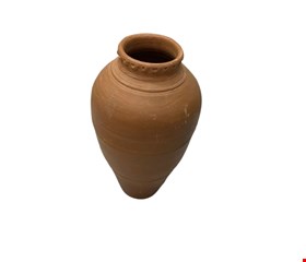Vaso Barro Borda Trabalhada / Marrom 46cmA 13cmD 